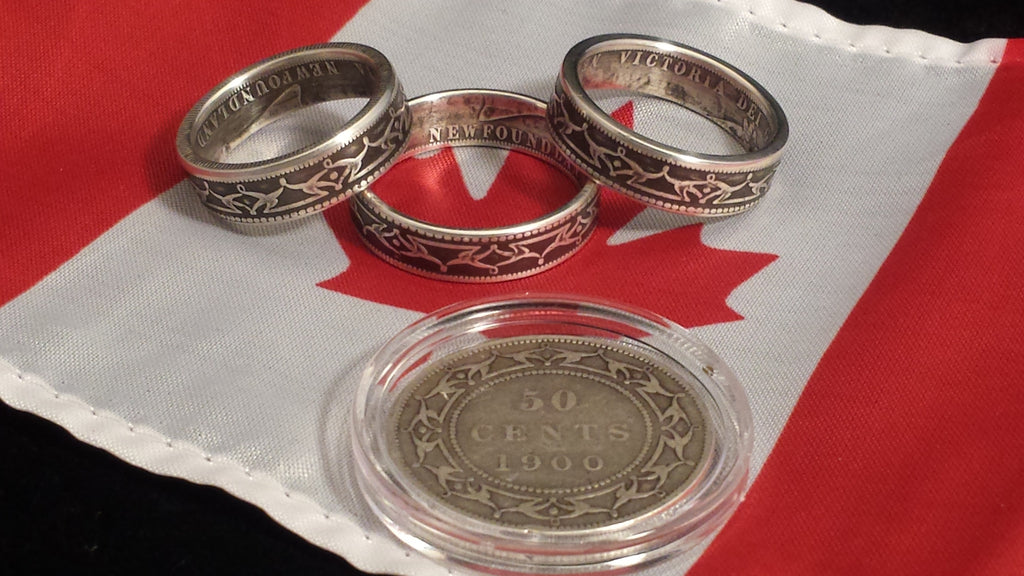 Newfoundland .925 Silver Half Dollar Coin Rings