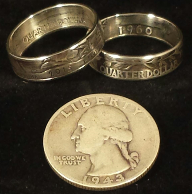 Washington Silver Quarter Coin Rings