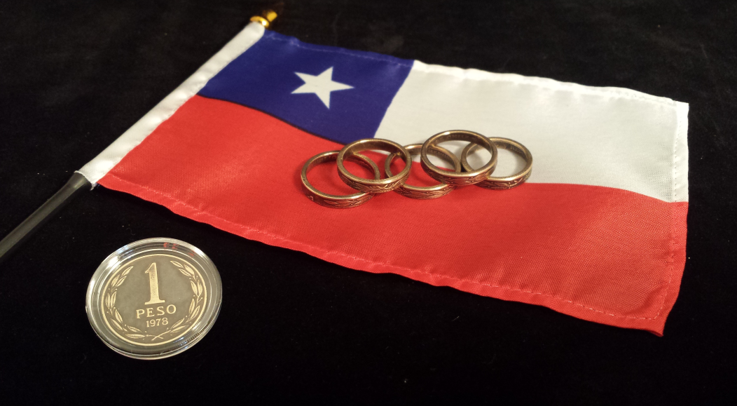 Chile 1 Peso Bronze Coin Rings