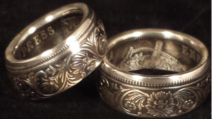 British India "Victoria Empress" Silver One Rupee Coin Rings